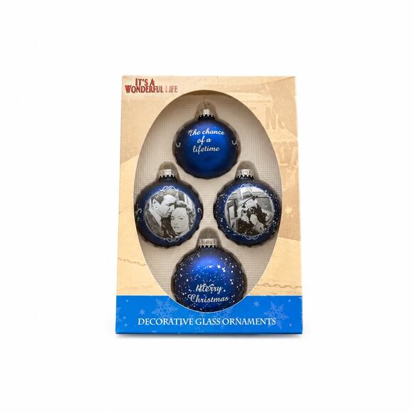Enesco Other - VTG Enesco It's A Wonderful Life Decorative Glass Ornament Set 4 NIB Christmas